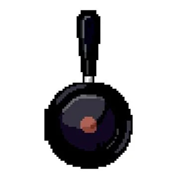 Empty frying pan kitchen game pixel art vector illustration Stock Illustration