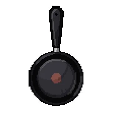 Empty frying pan kitchen pixel art vector illustration Stock Illustration
