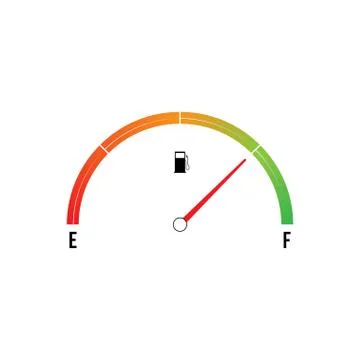 Empty fuel meter isolated on white background. Gas and oil tank gauge. Flat V Stockillustratie