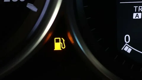 Empty fuel warning light in car dashboard. Stock Footage 194984856