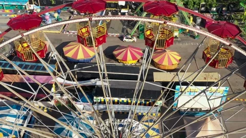 Empty Funfair Aerial View During the Covid-19 Lockdown Video stock 157343451