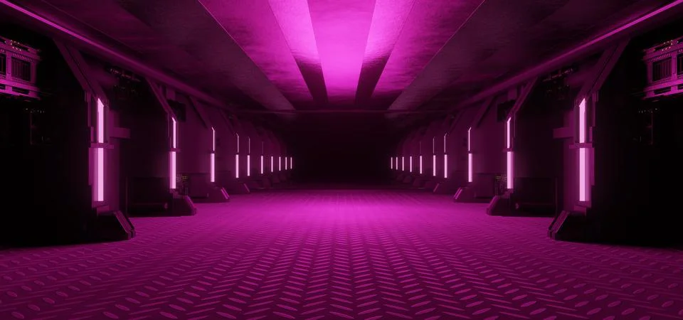 Empty Futuristic Alien Interior Empty Studio Purple Pink Colors Futuristic Ba 库存插图