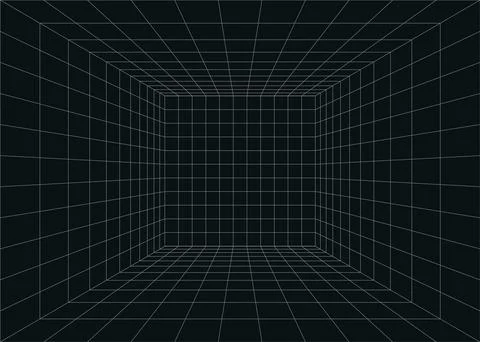 Empty futuristic digital box room. Vector illustration. Illustrazione stock