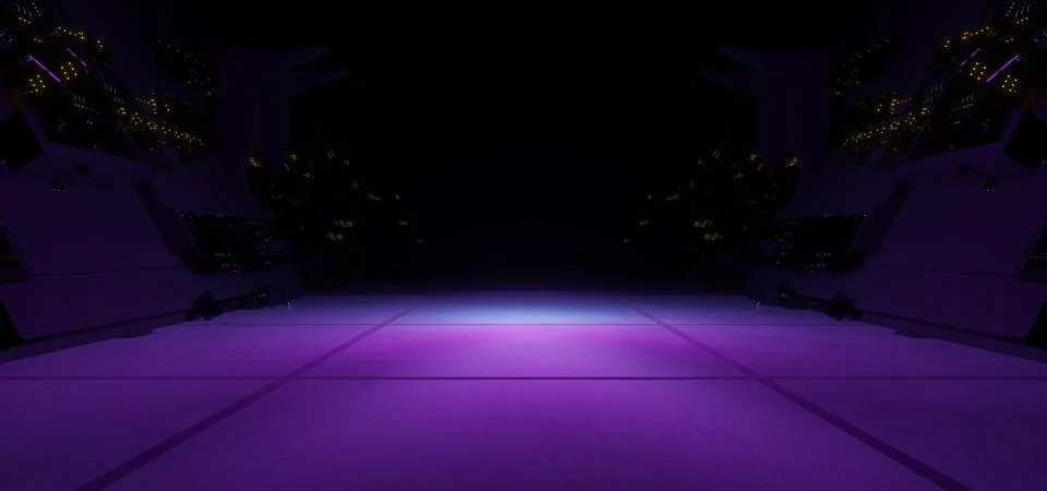 Empty Futuristic Platform Space Advanced Pastel Pink Colors Sci Fi Background Stock Illustration