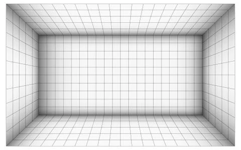 Empty futuristic room with shading and subdivision Illustration