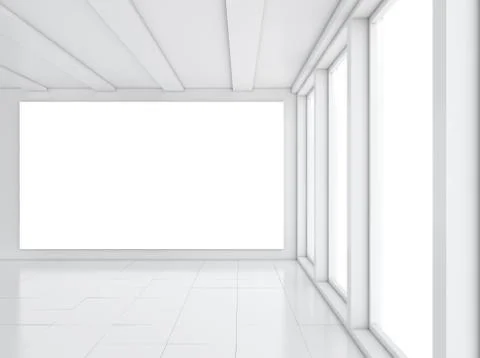 Empty gallery interior with light windows 库存插图