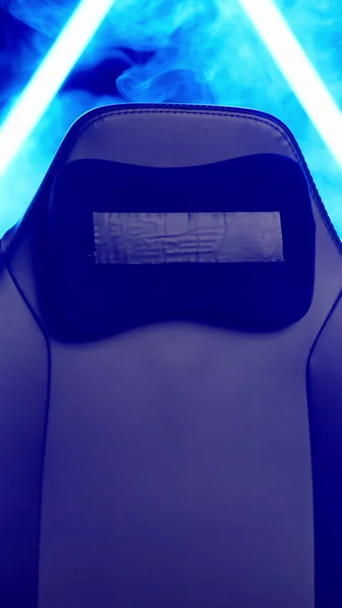 Empty gaming chair template in neon light cyberspace with smoke Stock Footage 324141321