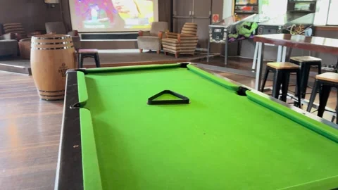 Empty Gaming Room with Pool Table in Sports Pub Stock Footage 305033493