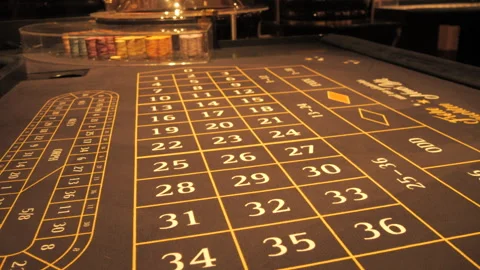 Empty gaming table in casino with place for chips. Gambling Video stock 264200920