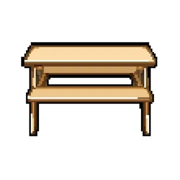 Empty garden outdoor table pixel art vector illustration Illustrazione stock