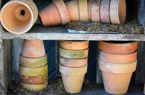 Empty garden pots Stock Photos