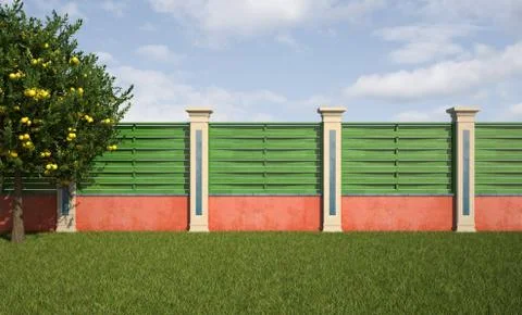 Empty garden in a sunny day Stock Illustration
