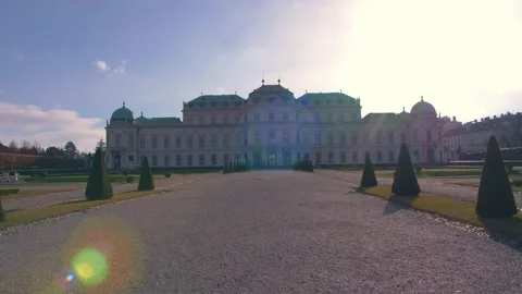 Empty garden of upper Belvedere palace on a sunny winter day Stock Footage 147285121