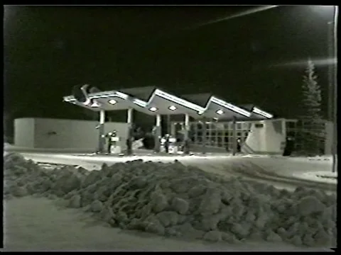 Empty Gas Station At Night In Winter Stock Footage 336301342