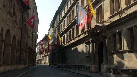 Empty Geneva old town - Coronavirus time Stock Footage 131988342