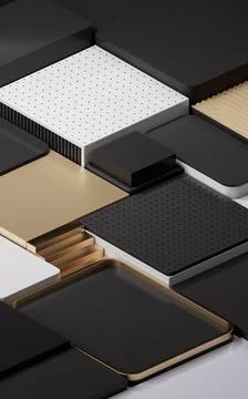 Empty geometric cube stages, 3d rendering. Illustrazione stock