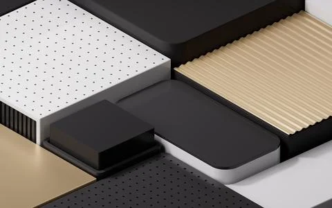 Empty geometric cube stages, 3d rendering. Stock Illustration