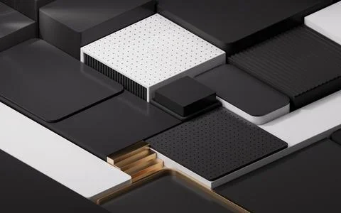 Empty geometric cube stages, 3d rendering. Stock Illustration