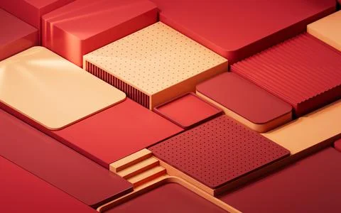 Empty geometric cube stages, 3d rendering. Stock Illustration