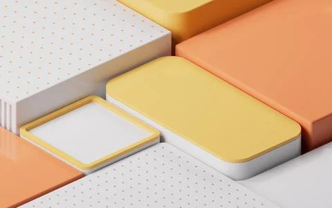 Empty geometric cube stages, 3d rendering. Stock Illustration