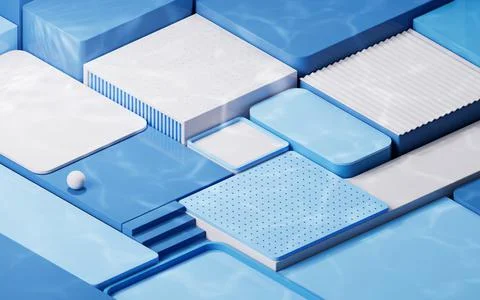 Empty geometric cube stages, 3d rendering. Stock Illustration