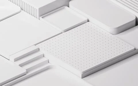 Empty geometric cube stages, 3d rendering. Stock Illustration