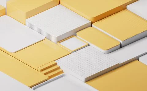 Empty geometric cube stages, 3d rendering. Stock Illustration