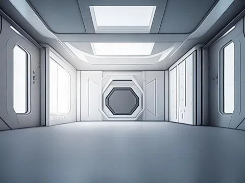 Empty geometrical Room in white Colors with beautiful Lighting Stock Illustration
