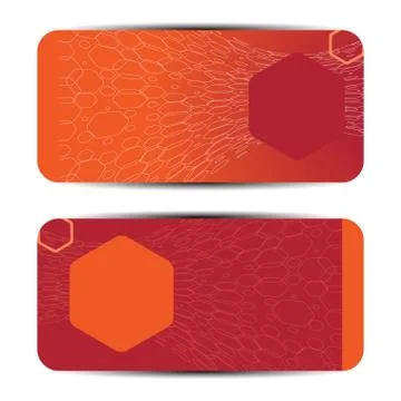 Empty gift voucher on the gradient red background with pattern of hexagon net 스톡 일러스트