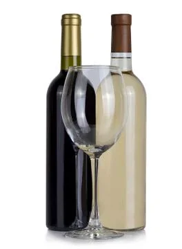 Empty glass on a background of red and white wine Foto stock