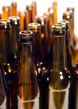 Empty glass beer bottles Stock Photos