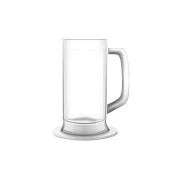 Empty glass beer mug with on coaster, realistic vector illustration isolated. Stock Illustration