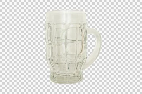 Empty glass beer mug with handle isolated on transparent PNG Stock Photos