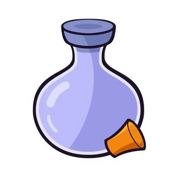 Empty Glass Bottle with Its Cork Stopper Removed and Placed Beside It Illustration