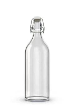 Empty glass bottle for milk with reusable plastic cork isolated on white Stock Illustration