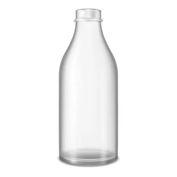 Empty glass bottle mockup for bod milk, kefir, or juice. Stock Illustration