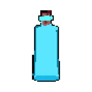 Empty glass bottle pixel art vector illustration Stock Illustration