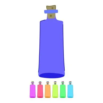 Empty glass bottle vector cartoon graphic Stock Illustration