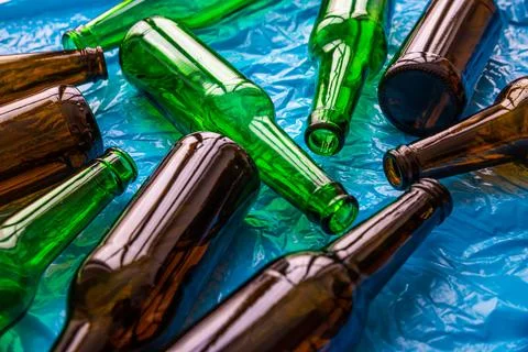 Empty glass bottles Stock Photos