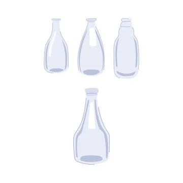 Empty glass bottles representing beverages packaging and recycling Stock Illustration