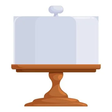 Empty glass cake stand sitting on wooden pedestal base Stock Illustration