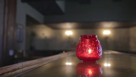 Empty Glass with Candle in the Background 動画素材 71504409
