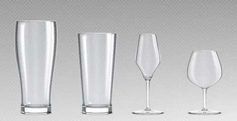 Empty glass collection on transparent background Stock Illustration