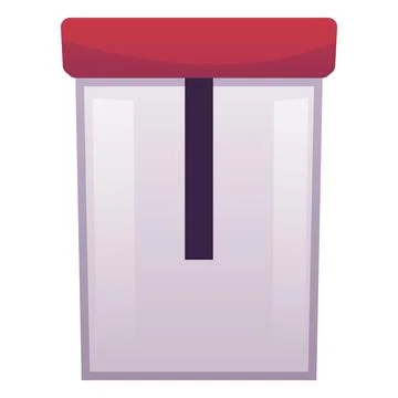 Empty glass container for analysis, closed red lid, swab inside. Stock Illustration