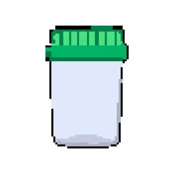 Empty glass container pixel art vector illustration Stock Illustration