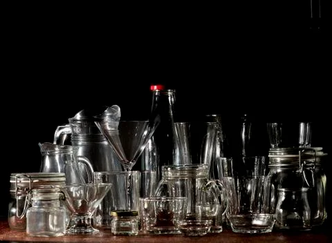 Empty glass containers. Stock Photos