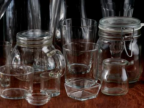 Empty glass containers. Stock Photos