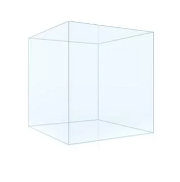 Empty glass cube isolated Stock Illustration