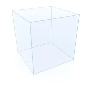 Empty glass cube on white background Stock Illustration