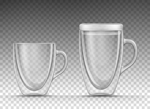 Empty glass cup with double walls Stock Illustration